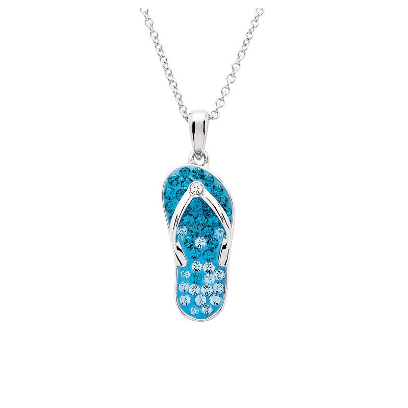 Sterling Silver Crystal Flip-Flop Pendant