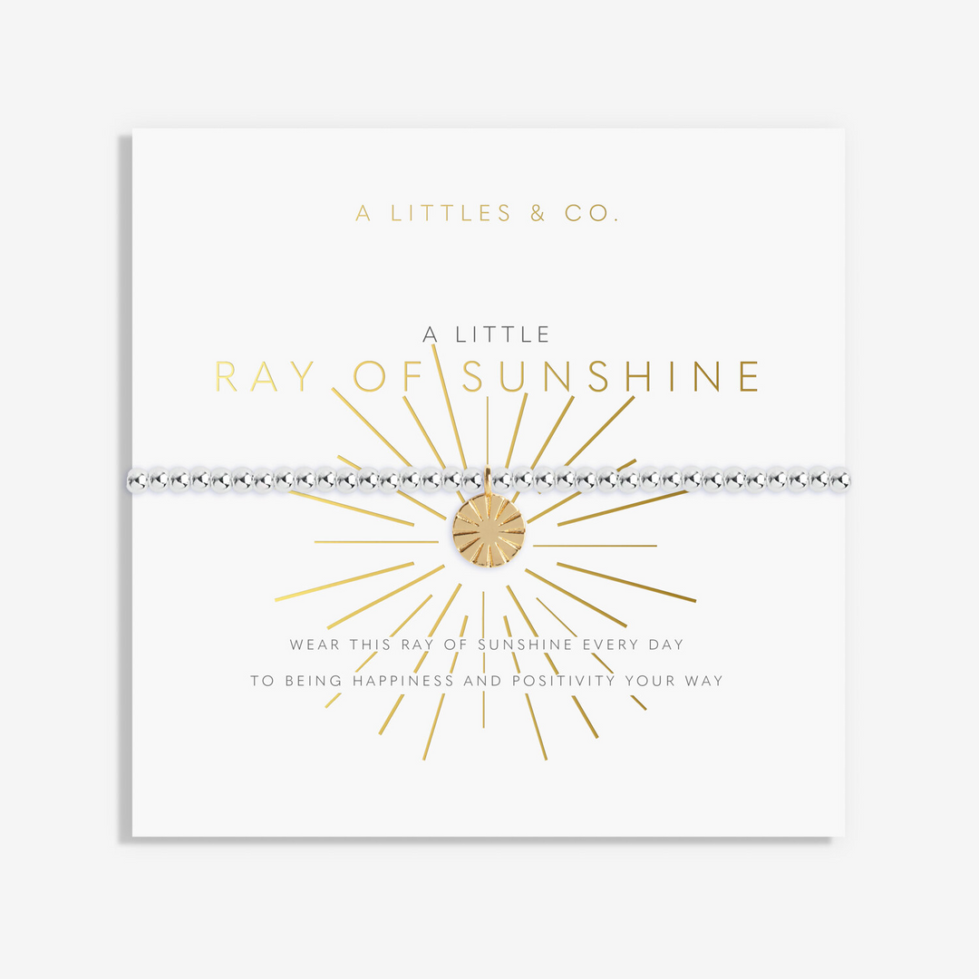 A Little & Co - Brass - Two Tone - Ray of Sunshine Beaded Stretch Sun Bracelet 6 7/8"