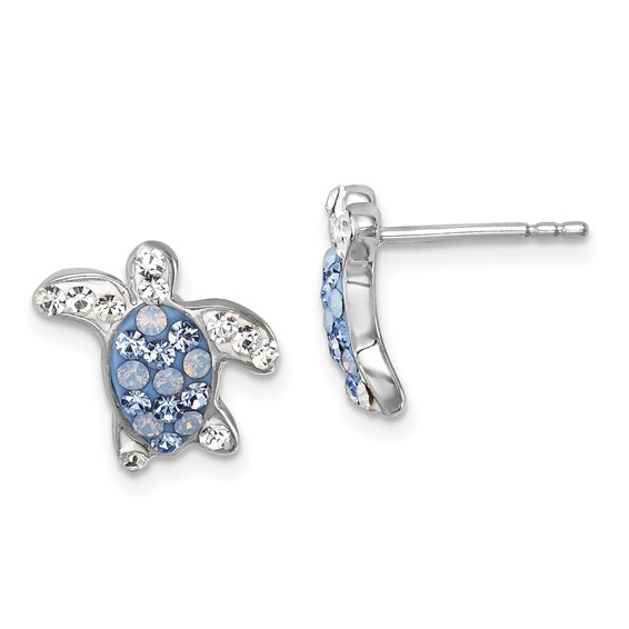 Sterling Silver Crystal Stud Turtle Earrings
