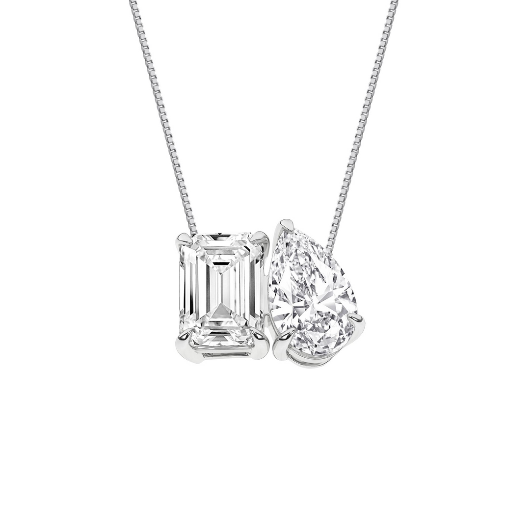 14k White Gold Emerald Cut 2.05ct Lab Diamond Pendant