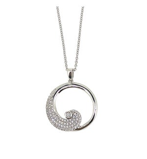 Kelly Waters - Sterling Silver - Simulated Diamonds 16-18" (adjustable) Wave Pendant
