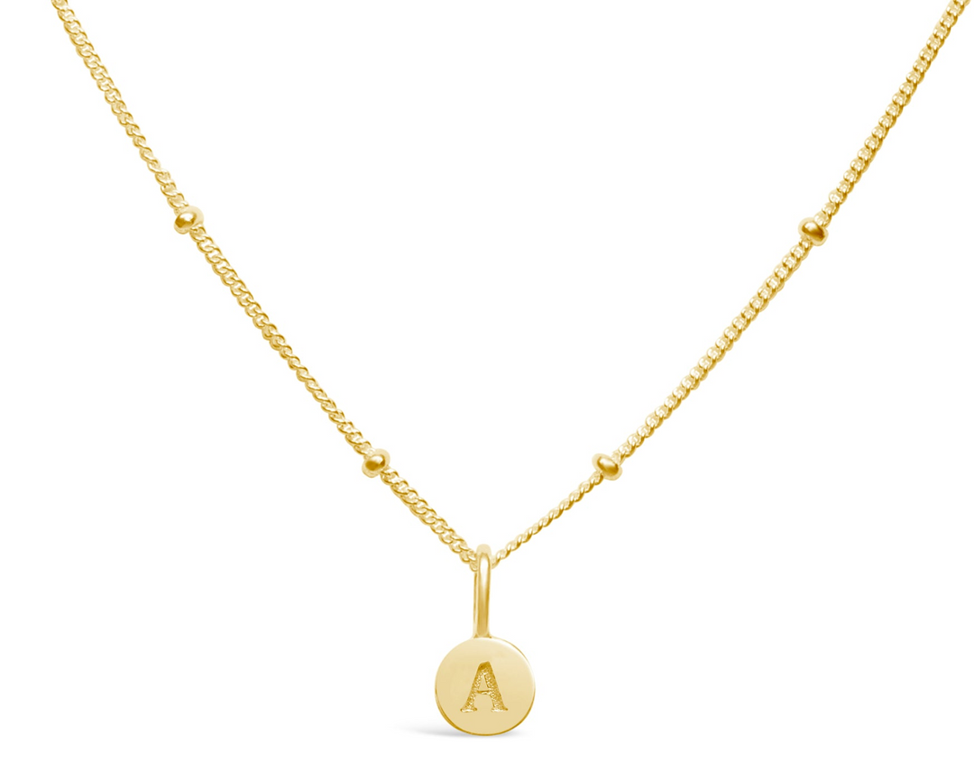 Stia Sterling Silver 14K Gold Plated Initial A 17" Disc Necklace