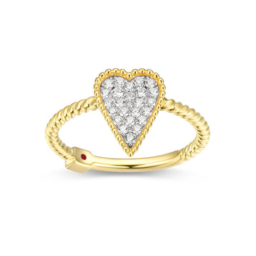 Elle - Sterling Silver - 18K Gold Plated "Long Love" Crystal Heart Ring (Size 7)
