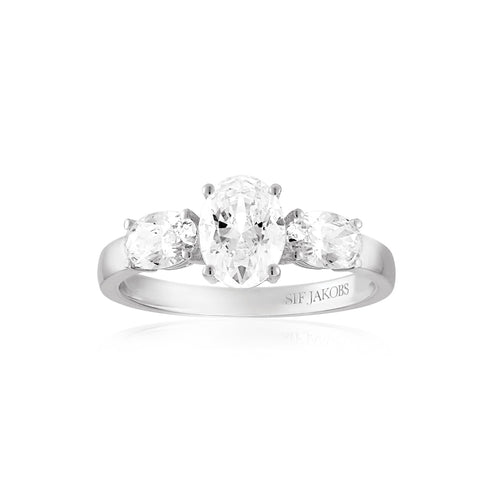 Sif Jakobs - Sterling Silver - "Ellisse Tre" Cubic Zirconia Ring (Size 6.5 - 54)
