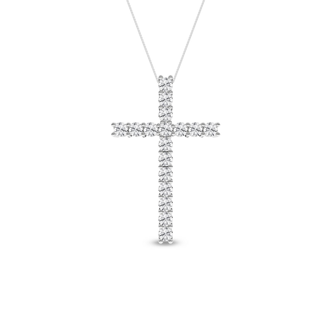 14k White Gold Lab Grown Diamond 1ctw Cross Pendant
