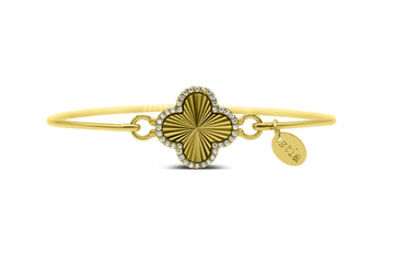 Stia - Sterling Silver - 14K Gold Plated Cubic Zirconia Clover Bracelet