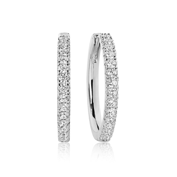 Sif Jakobs - Sterling Silver - "Ellera Grande" Cubic Zirconia Hoop Earrings