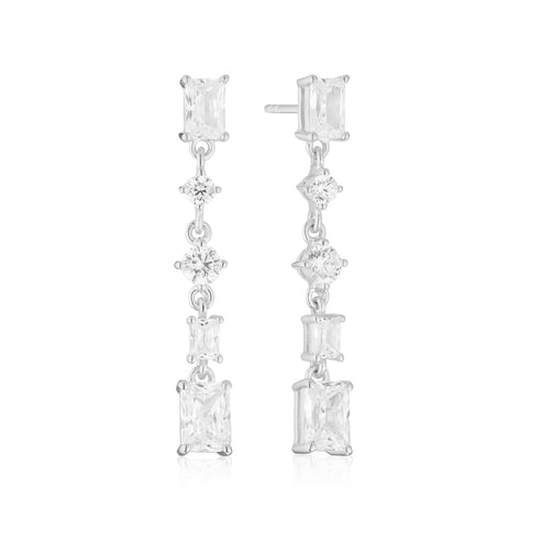 Sif Jakobs - Sterling Silver - Silver "Ivrea Cinque Piccolo" Cubic Zirconia Emerald Cut Dangle Earrings