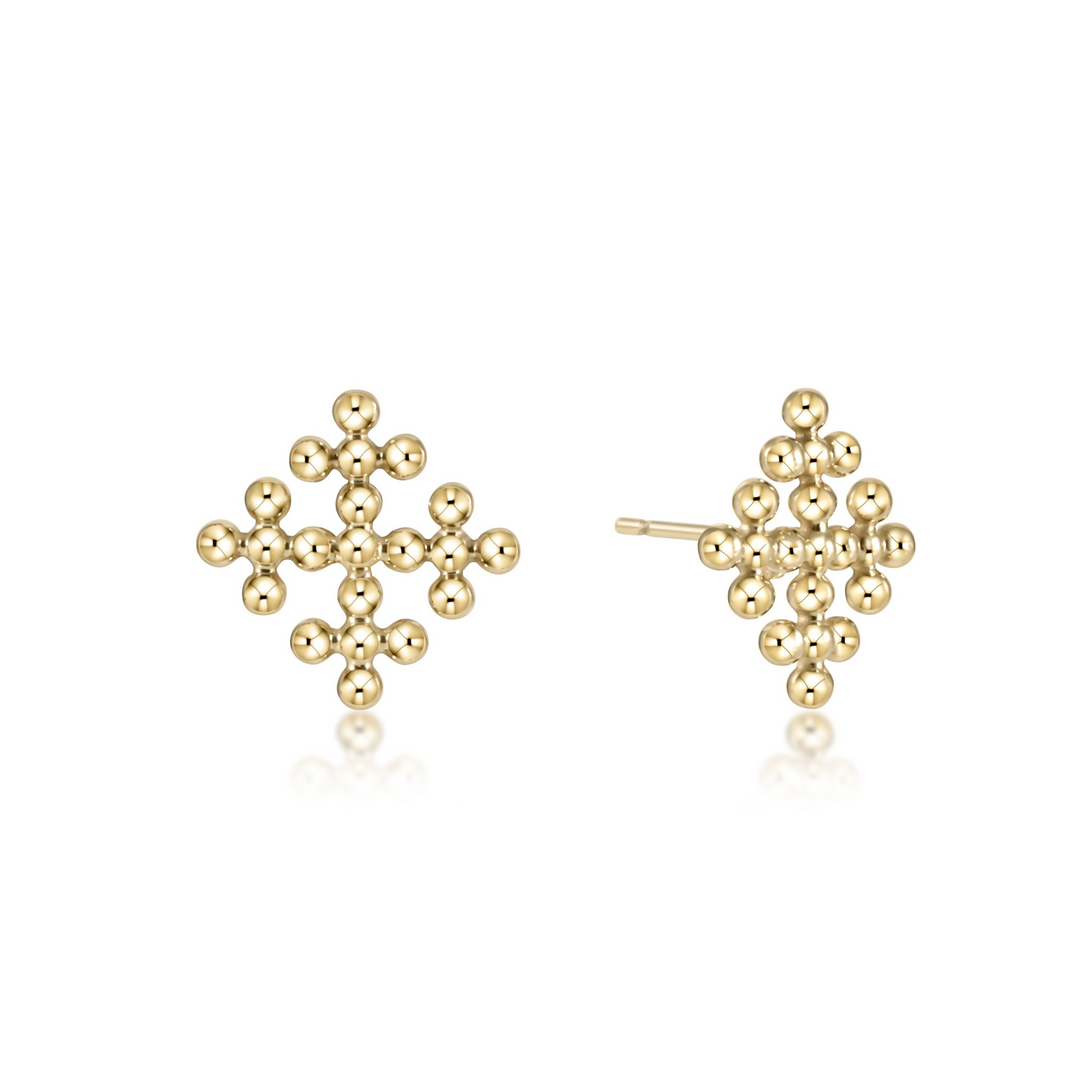 enewton - 14k gold-filled - Yellow Gold Beaded Signature Cross Stud Earrings