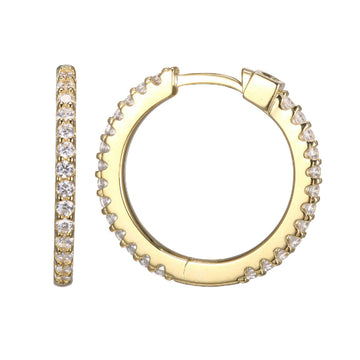 Elle - Sterling Silver - 18K Gold Plated "Stardust" 20mm Cubic Zirconia Hoop Earrings