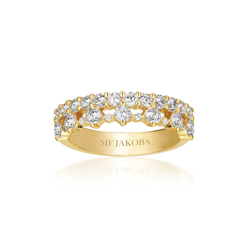Sif Jakobs - Sterling Silver - 18K Gold Plated "Livingo" Cubic Zirconia Ring (Size 7.5 / 56)