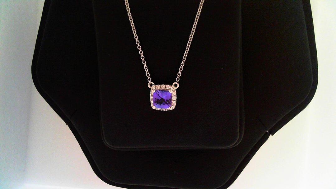 14k White Gold Tanzanite Square Pendant