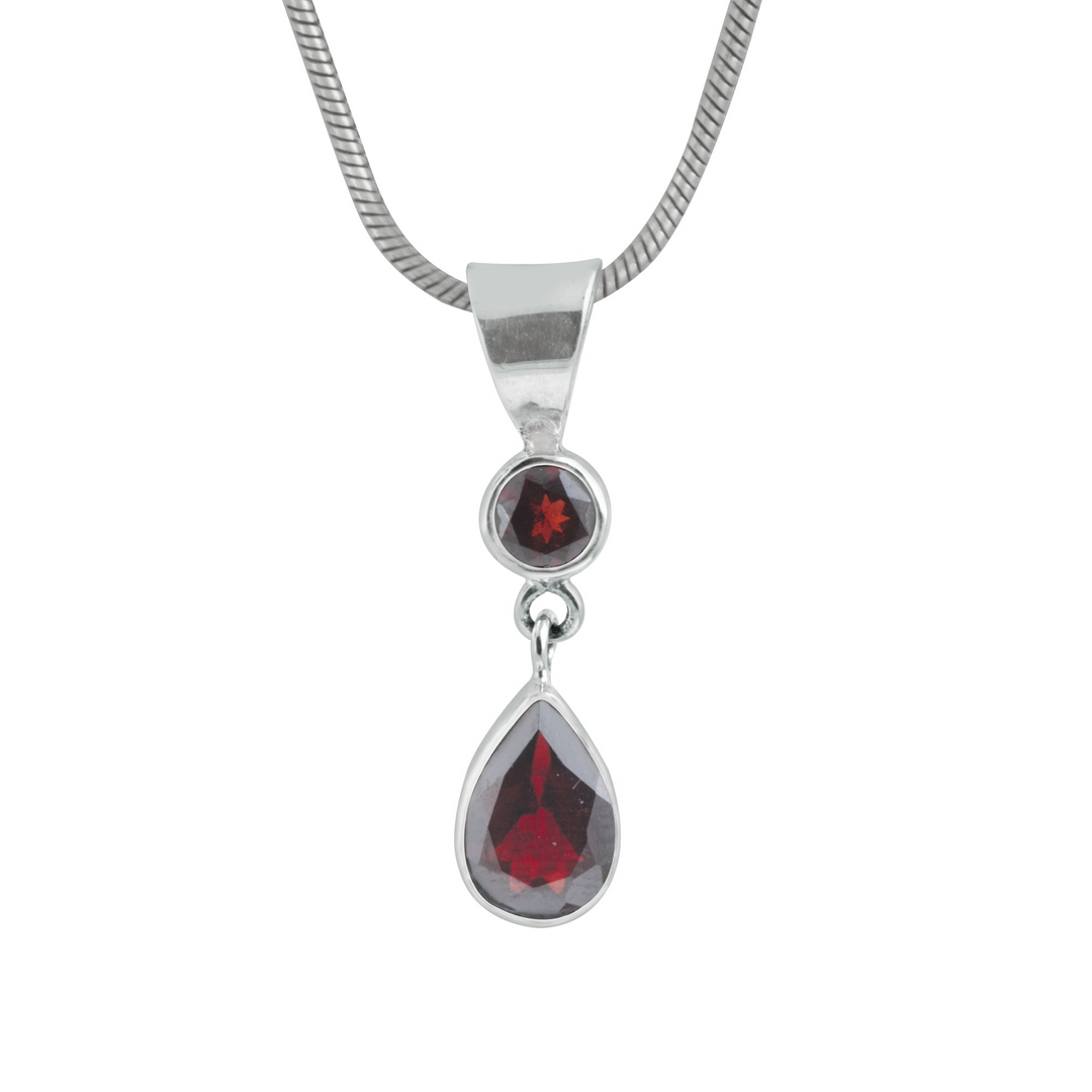 Sterling Silver Pendant With Amethyst Round And Pear Facet