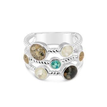 Dune - Sterling Silver - Rope Seven Sand Turquoise Gradient Ocean City Beach Sand Ring 9