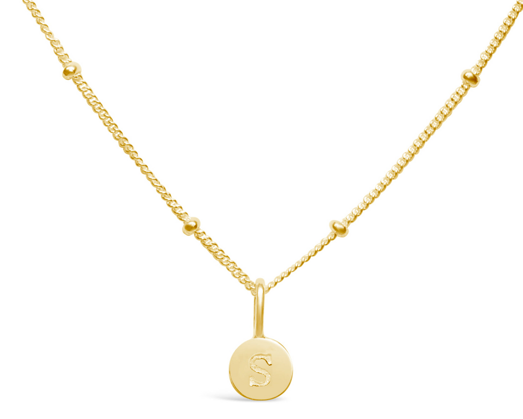 Stia Sterling Silver 14K Gold Plated Initial S 17" Disc Necklace