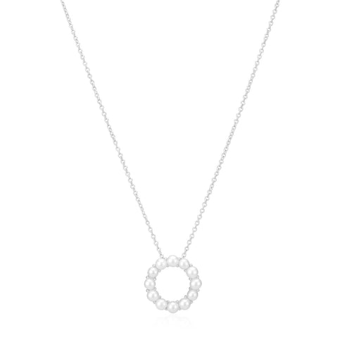 Sif Jakobs - Sterling Silver - "Biella Altro Perla" Circle Freshwater Pearl Necklace (45 cm - adjustable)