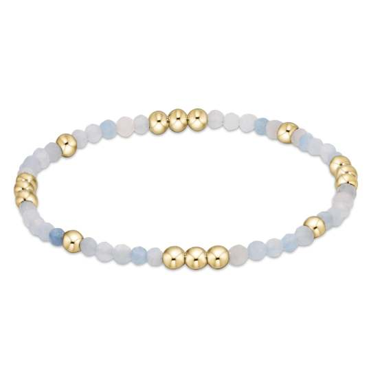 enewton - - 14K Gold Filled 3 Aquamarine Beaded Stretch Bracelet