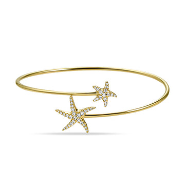 14k Yellow Gold .40ct Diamond Starfish Bracelet