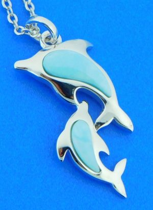 Sterling Silver - Larimar Dolphin Pendant