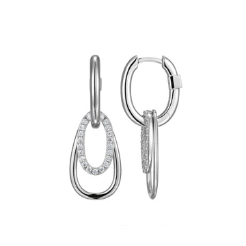 Elle - Sterling Silver - "Circadia" Cubic Zirconia Drop Earrings