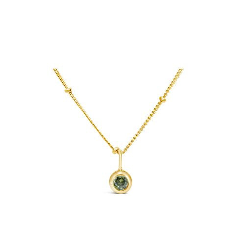 Stia Sterling Silver 14K Gold Plated CZ Peridot Bezel 17" Necklace