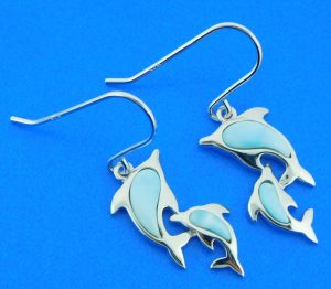 Sterling Silver Larimar Sea Life Earrings