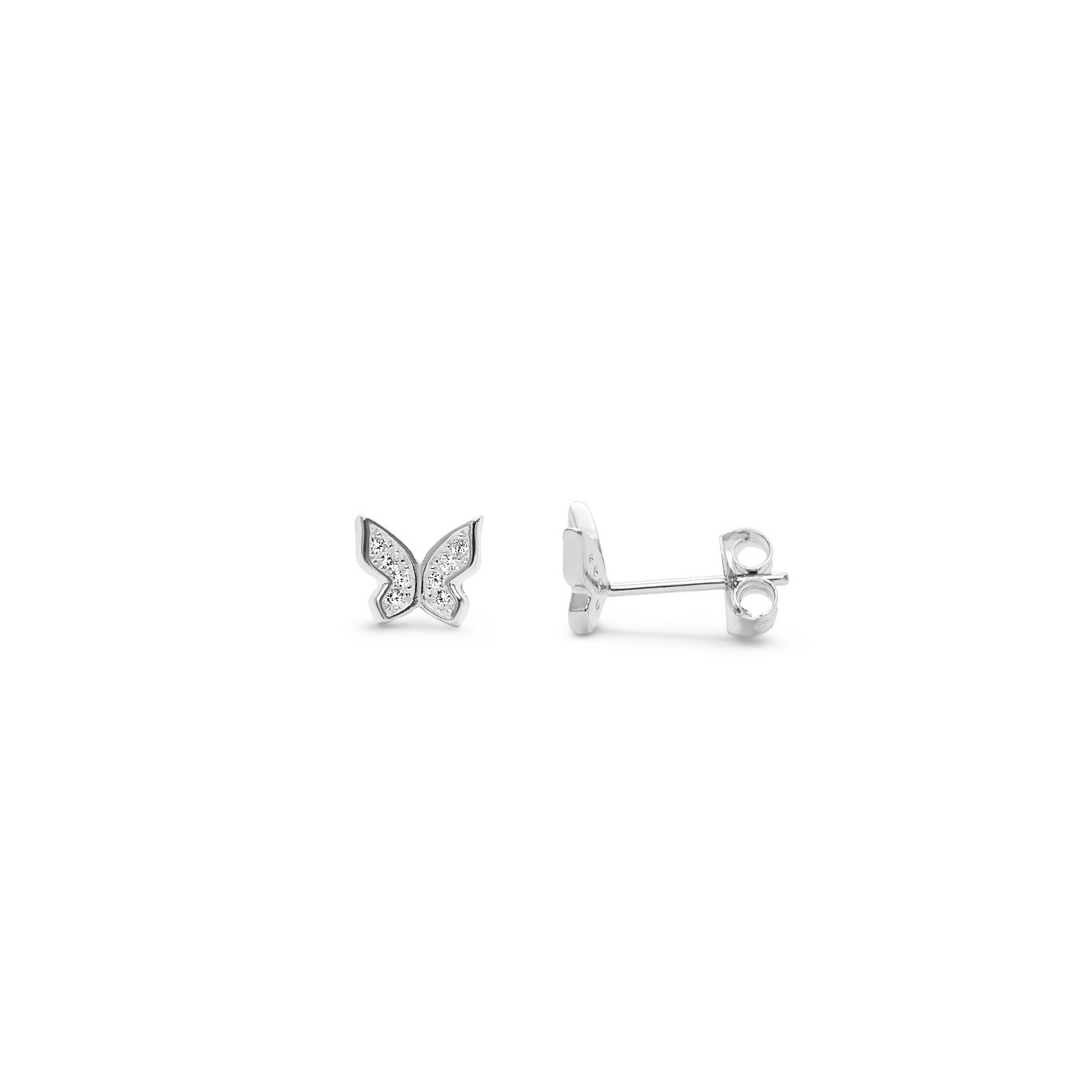 Stia Sterling Silver Pave Cubic Zirconia Butterfly Stud Earrings