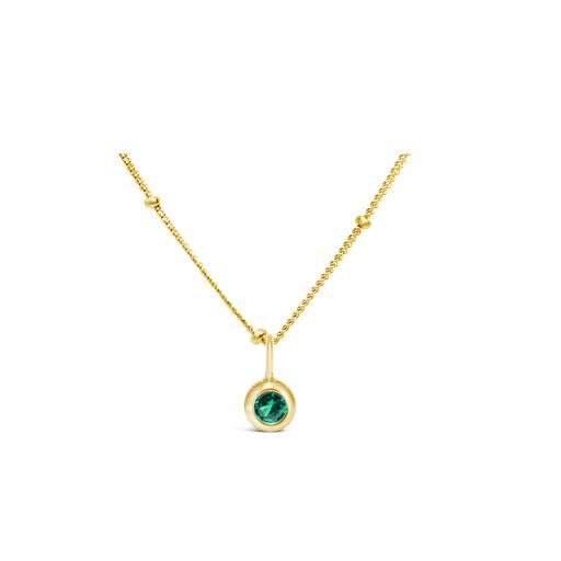 Stia Sterling Silver 14K Gold Plated CZ Emerald Bezel 17" Necklace