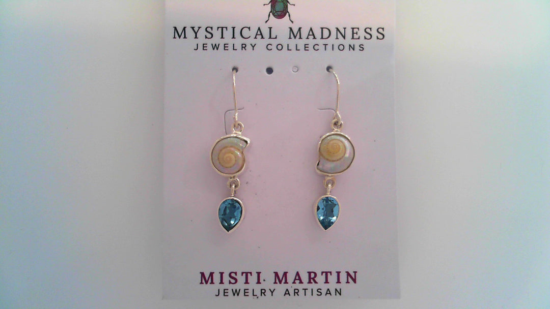 Malabar Shell w/ Blue Topaz Pear Drop Earrings