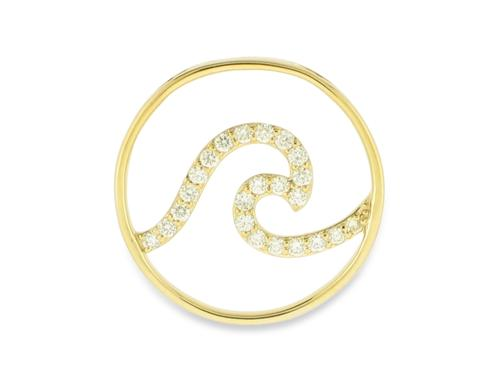 14k Yellow Gold 0.29ct. Natural Diamond Round Wave Pendant