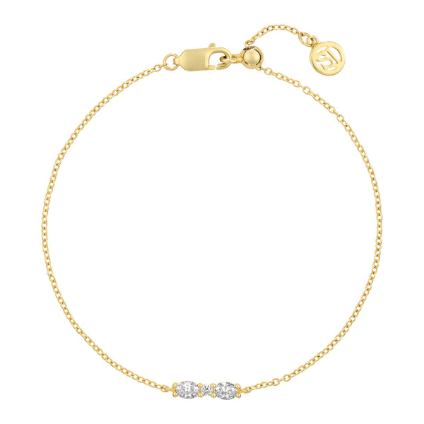Sif Jakobs - Sterling Silver - 18K Gold Plated "Ellera Ovale" Cubic Zirconia Chain Bracelet