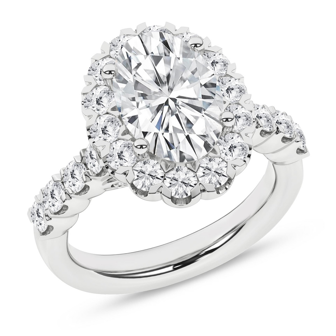 14k White Gold 3.00ctw Lab Grown Diamond Halo Ring