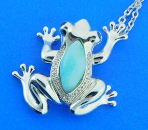Sterling Silver - Frog Larimar Pendant