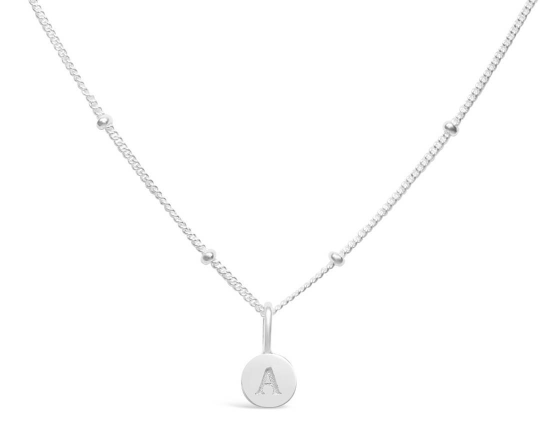 Stia Sterling Silver Silver Initial A 17" Disc Necklace