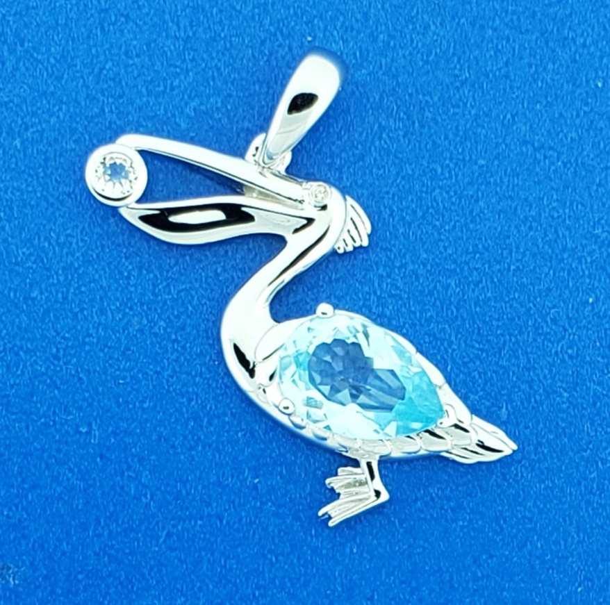Sterling Silver - Pelican Blue Topaz Pendant