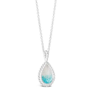 Dune - Sterling Silver - Modern Mermaid Turquoise Gradient Teardrop 16-20" (adjustable) Ocean City Beach Sand Necklace