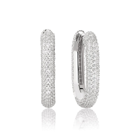 Sif Jakobs - Sterling Silver - "Capri Medio" Cubic Zirconia Oval Hoop Earrings