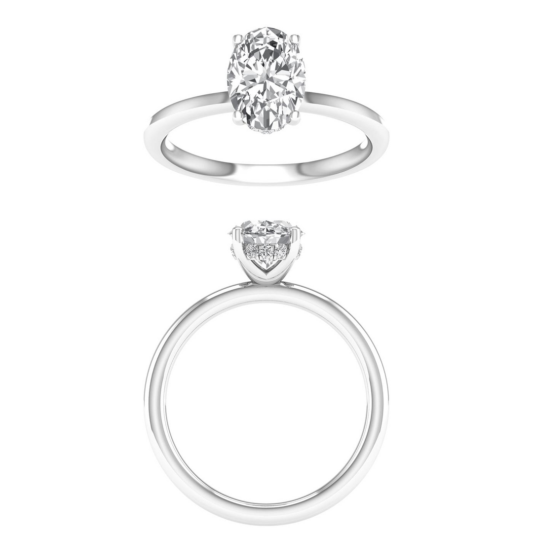 14k White Gold 1.58ctw Lab Grown Diamond Oval Ring (Size 7)