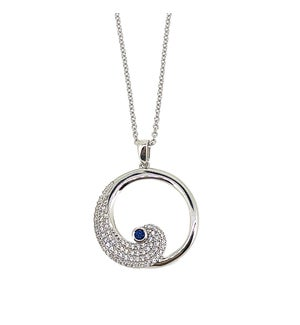 Kelly Waters - Sterling Silver - Simulated Sapphire 16-18" (adjustable) Wave Pendant