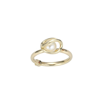 Elle - Sterling Silver - 18K Gold Plated "Luna" Pearl Ring (Size 8)