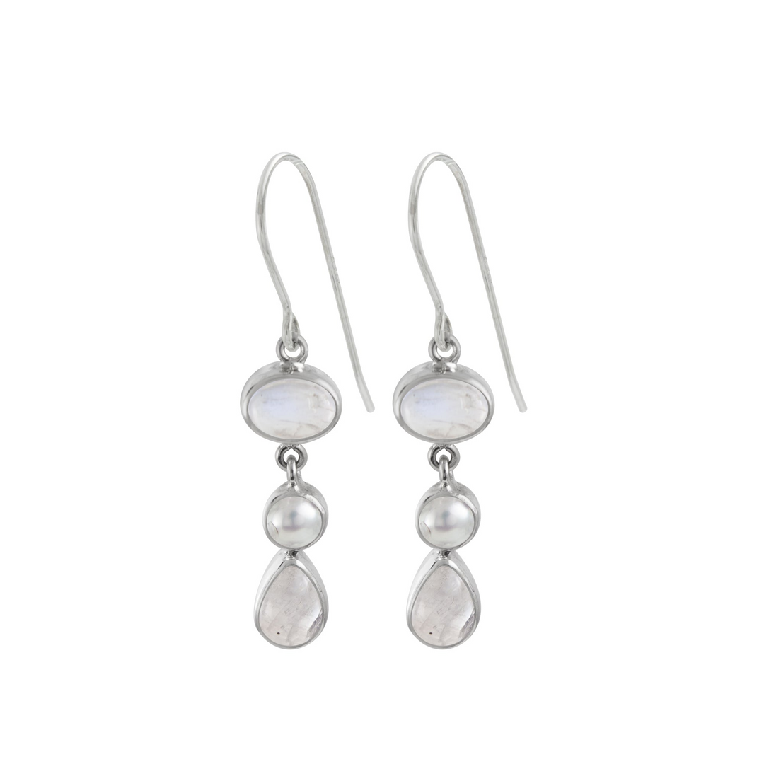 Rainbow Moonstone & Pearl Classic Earring