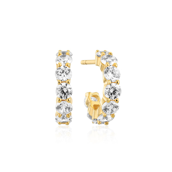 Sif Jakobs - Sterling Silver - 18K Gold Plated "Belluno Creolo Parvus" Cubic Zirconia Hoop Earrings