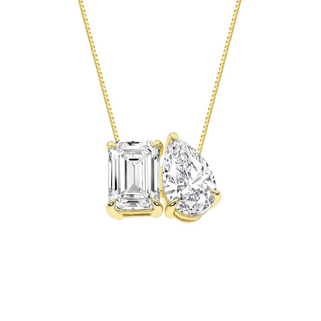 14k Yellow Gold Emerald Cut 2.00ct Lab Diamond Pendant