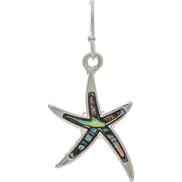 Brass Silver Abalone Dangle Starfish Earrings