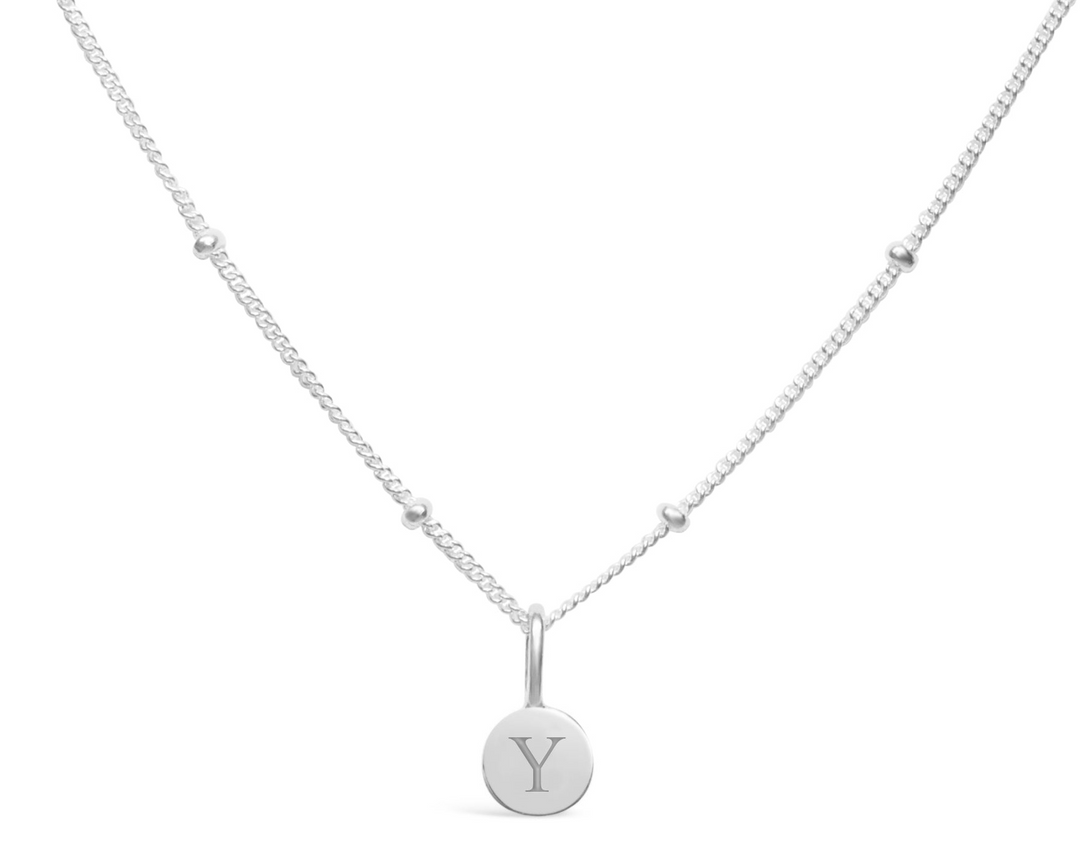 Stia Sterling Silver Silver Initial Y Disc Necklace
