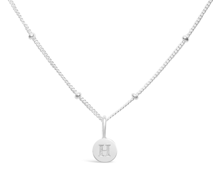 Stia Sterling Silver Silver Initial H 17" Disc Necklace