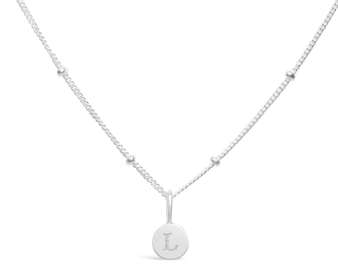 Stia Sterling Silver Silver Initial L 17" Disc Necklace