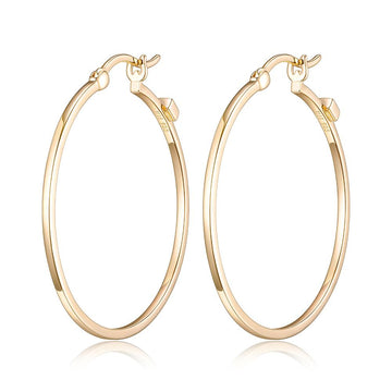 Elle - Sterling Silver - 18K Gold Plated 35mm Hoop Earrings
