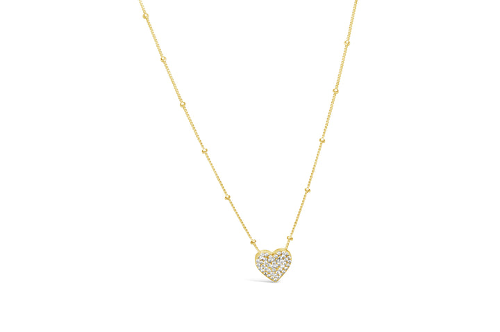 Stia - Sterling Silver - 14K Gold Plated Pave Cubic Zirconia Heart 15-17" Necklace