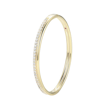 Elle - Sterling Silver - 18K Gold Plated "Goddess" Cubic Zirconia Bangle Bracelet (6.75")